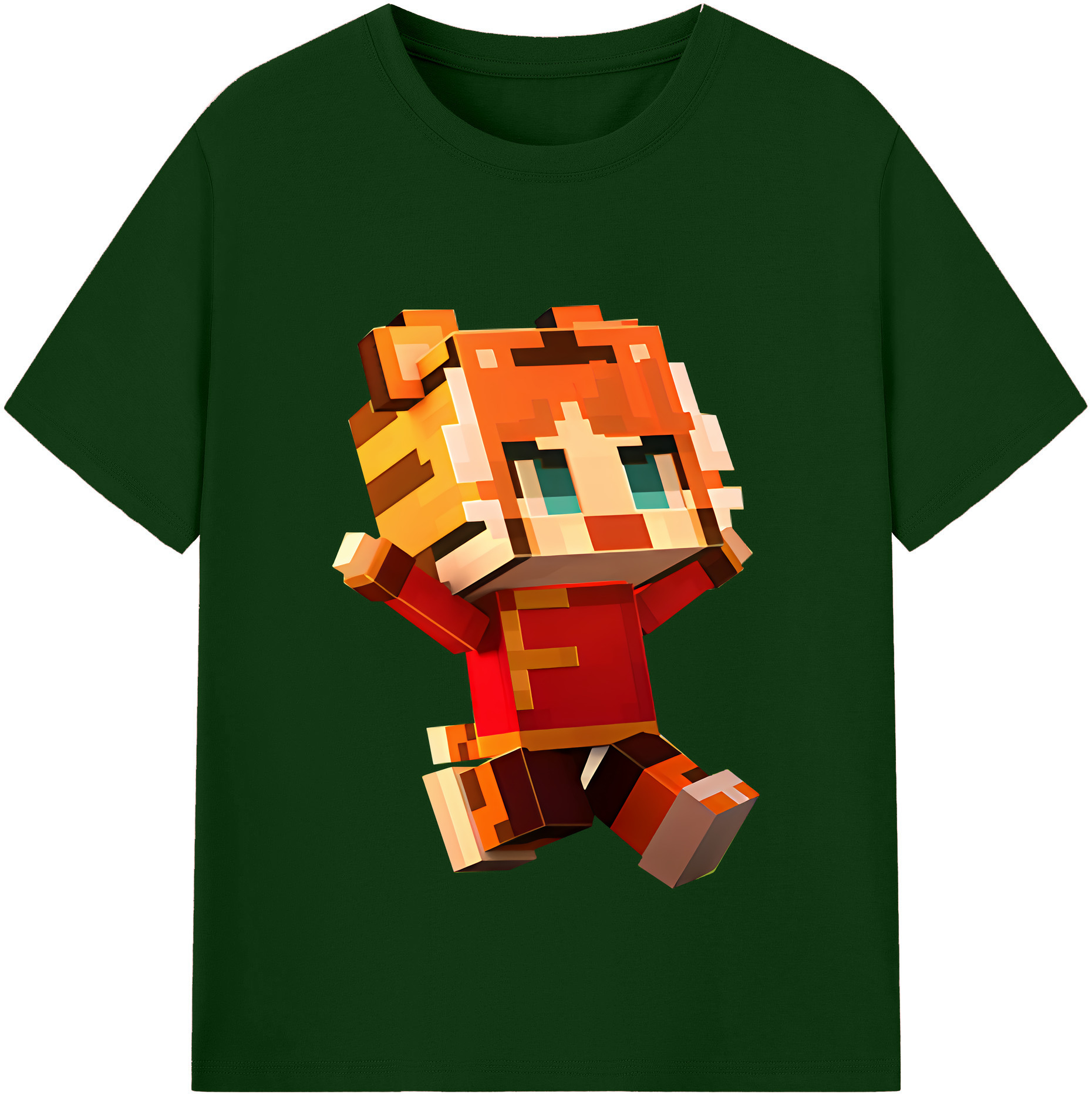 （画像用） マインクラフト ブロックの世界 Minecraft MC Block world 綿100％半袖Tシャツ（フロントプリント）
